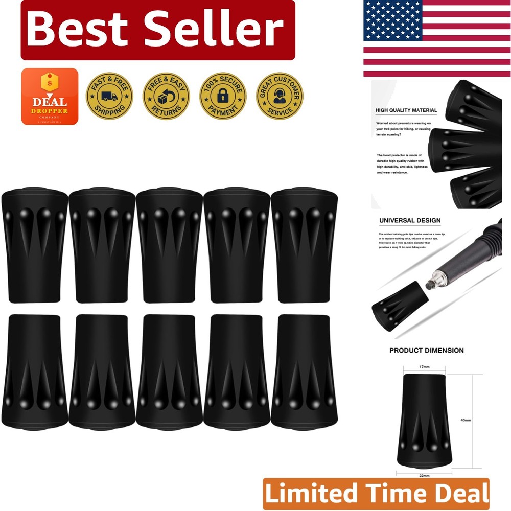 Replacement Rubber Tips for Walking Sticks and Ski Poles – 10-Pack Protectors