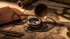 Handmade Nautical Brass Push Open Compass On Chain with Leather Case Pocket C…