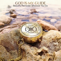 God is My Guide Polished Brass Compass Gift with Display Box – Engraved