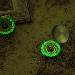 Outdoor Mini Copper Compass Waterproof Luminous Retro Navigation Flip Compass