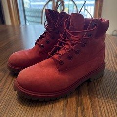 Timberland Premium 6 Inch Waterproof Boot Medium Red Nubuck Size 10 Toddler