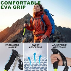 2PCS Aluminum Trekking Hiking Poles Collapsible Ultralight Travel Walking Sticks