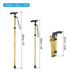 Trekking Poles, Collapsible Hiking Pole 33-37 Inch Folding Aluminum Alloy Golden
