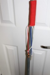 Custom Made Red Oak Walking Hiking Stick with Antler Morel Carving on Top