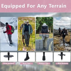 Aluminum Alloy Collapsible Hiking Poles Lightweight Adjustable 2 pc