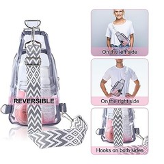 Clear Bag Stadium Approved, Clear Sling Bag with Embroidered Strap Grey
