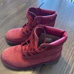 Timberland Premium 6 Inch Waterproof Boot Medium Red Nubuck Size 10 Toddler