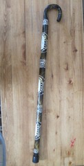 Hand Carved Handpainted Natural lt. weight Wood Cane Horse, eagle, turtle tip