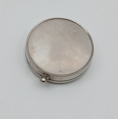 Vintage Japanese Pocket Compass Silver Tone Gothic E Monogram Lid