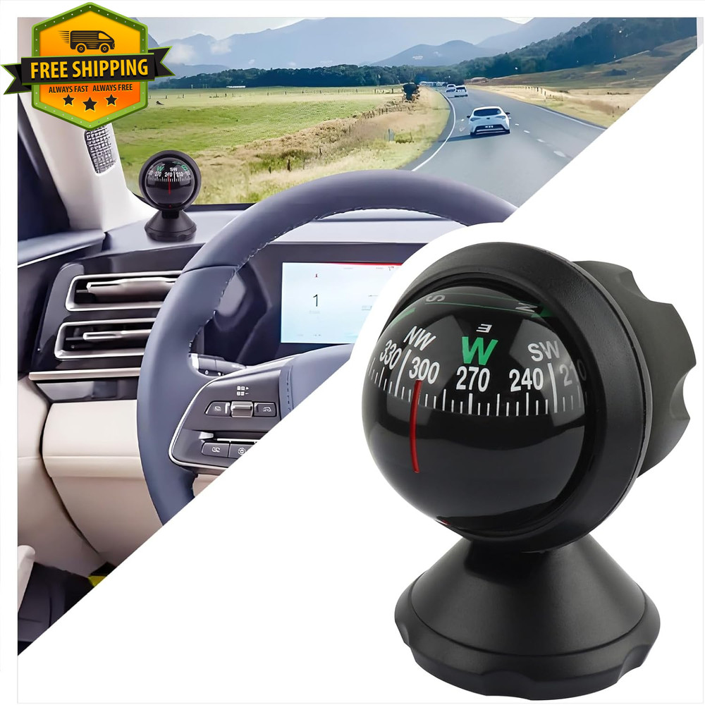 Car Compass Ball Dashboard Mount Night Vision Adjustable for Car Truck SUV Boat