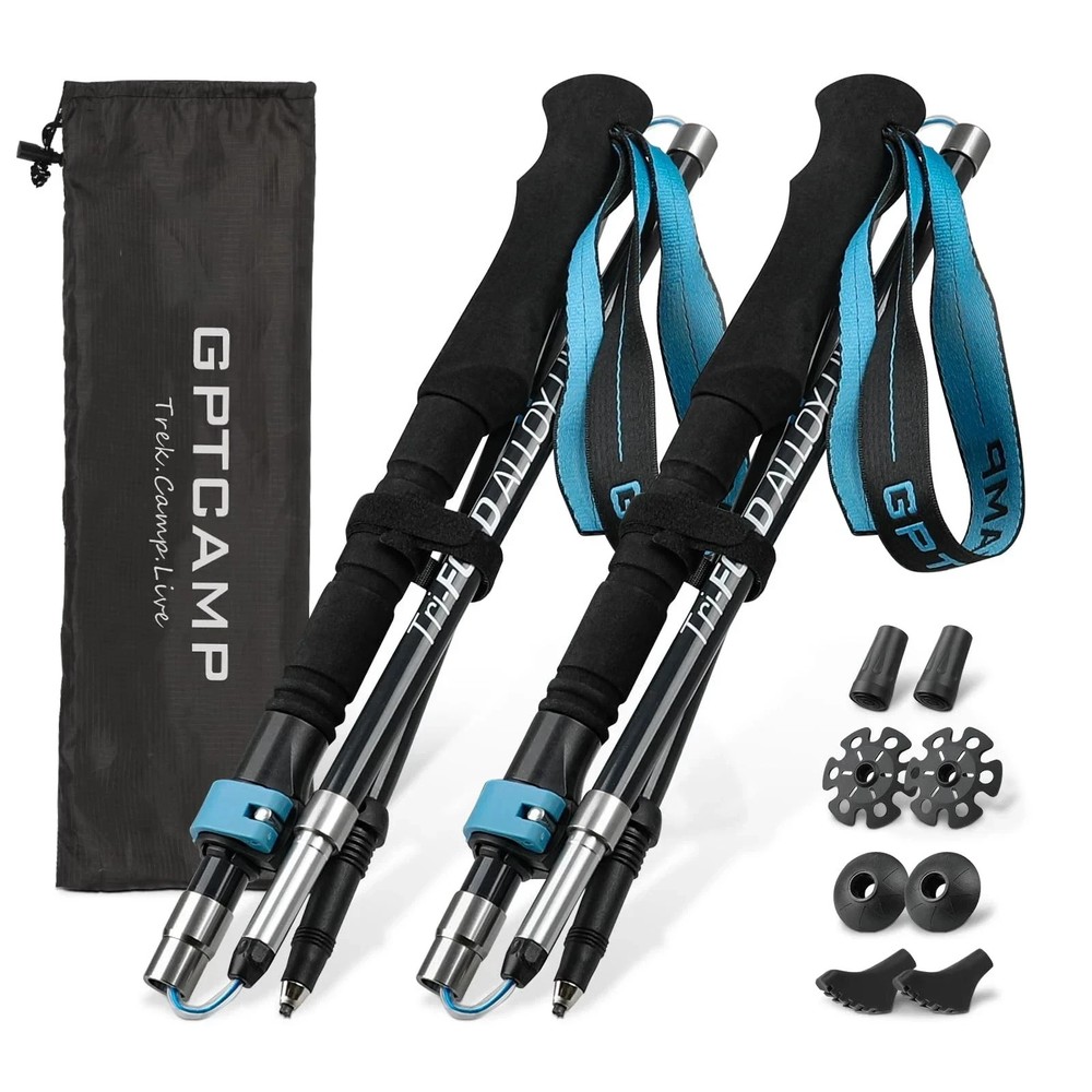 Walking Sticks Collapsible Hiking Poles,Lightweight Trekking Poles Made of Ca…