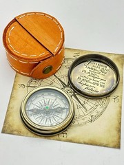Jeremiah 29:11 Engraved Brass Pocket Compass w/ Leather Case Vintage Gift