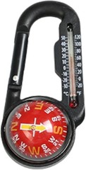Carabiner Compass W/ Thermometer 4 x 3.5 inches Black Handheld Navigation Tool