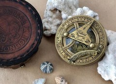 Antique Brown Dolland London Sundial Compass Navigation Instrument Gift Item