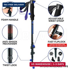 Collapsible Trekking Poles for Hiking 2 Pack – Adjustable Aluminum Hiking Poles,