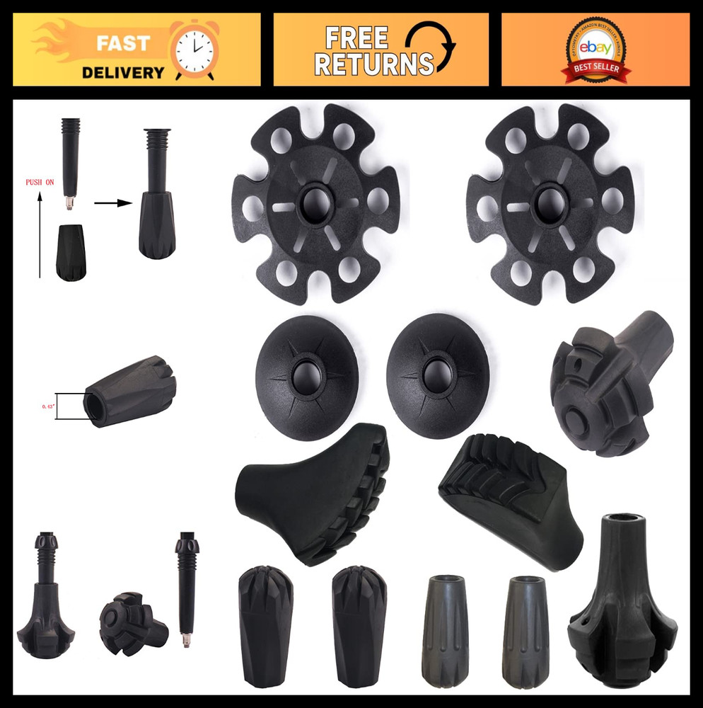 Extra Thick Rubber Tips for Trekking Poles – Snow & Mud Support, 11mm Fit