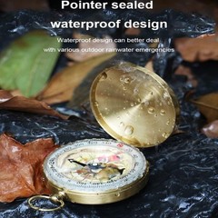 Camping Survival Compass for Hiking,Small Golden Pocket Compass for Kids,Glow in