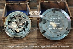 Christmas Gift, Personalized Engraved Sundial Compass, Anniversary Gift