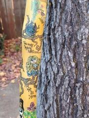 Walking staff. Alice and Wonderland themed, hand crafted, hand painted.