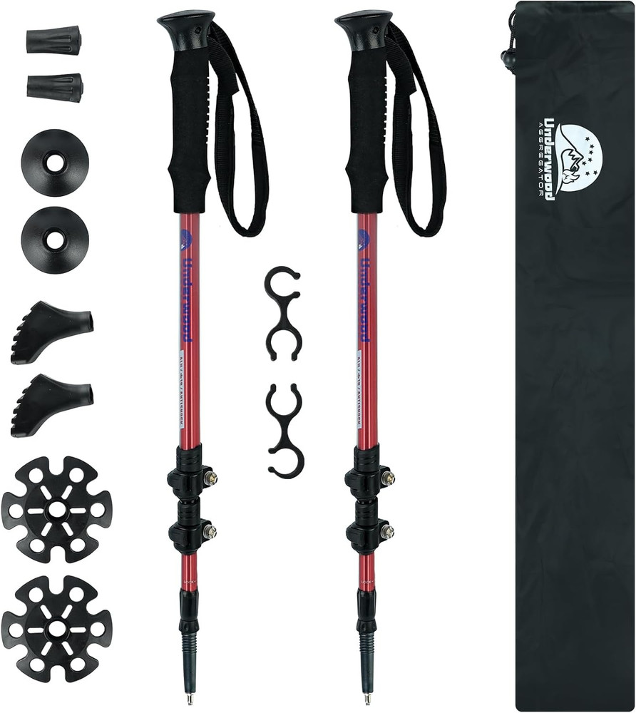 Trekking Poles Collapsible Hiking Poles – 2 Pack Adjustable Aluminum Hiking Stic