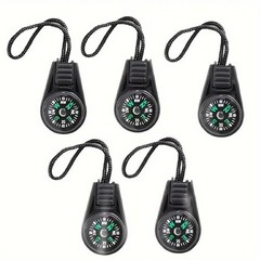 5-Pack Mini Survival Compass Waterproof Acrylic Pocket Compass with Lanyard Tool