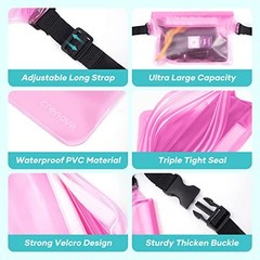 Waterproof Pouch IP68 Beach Accessories Fanny Pack with Waist Pink & Clear