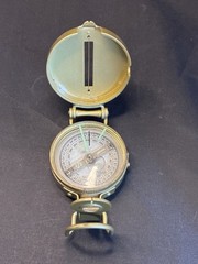 Vintage Lensatic Compass Liquid Filled Edge Brass Coating Japan