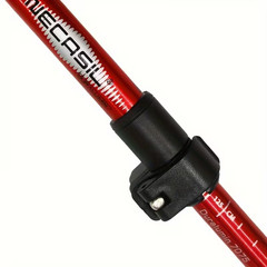 US Stock red Five section folding folding trekking pole for hiking and walking