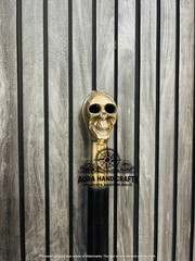 AURA 37″ Skull Brass Handle Walking Stick Rosewood Cane Grandfather/Mother Gift