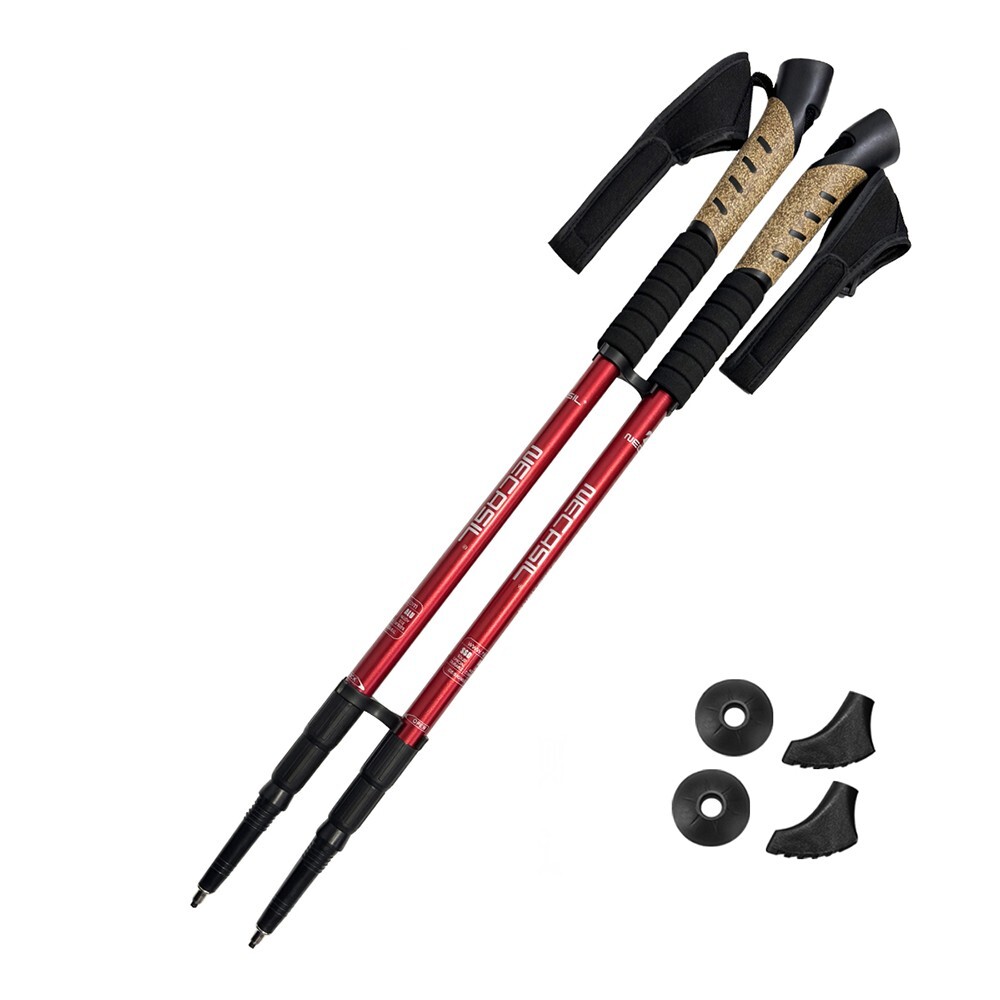 1 Pair All Terrain Trekking Hiking Poles Backpacking Adjustable Walking Sticks