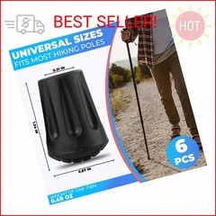 6 Pcs Hiking Pole Tips Hiking Accessories – Cane Rubber Tips Replacement Hiking