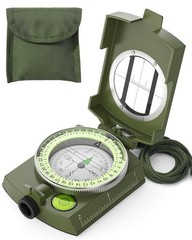 Durable Lightweight Orienteering Compass with Strap & Case – Glow in Dark, Water