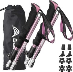 Aluminum Alloy Collapsible Hiking Poles Lightweight Adjustable 2 pc