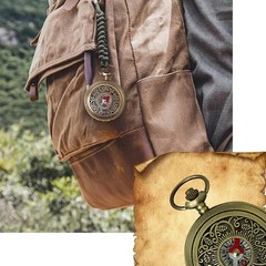 Vintage Brass Pocket Compass Waterproof Survival Tool Outdoor Adventures Retro