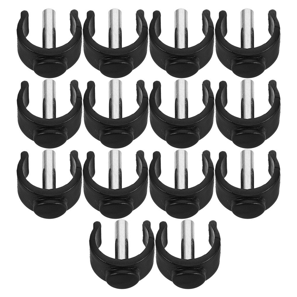 14Pcs Reusable C Shaped Buckle Clips for Walking Cane Attachments Black ABS Set