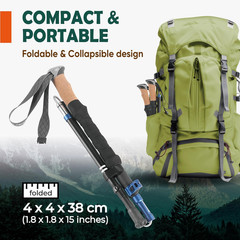 Trek-Z Cork Grip Trekking Poles – Lightweight Folding Hiking Poles, Adjustable H