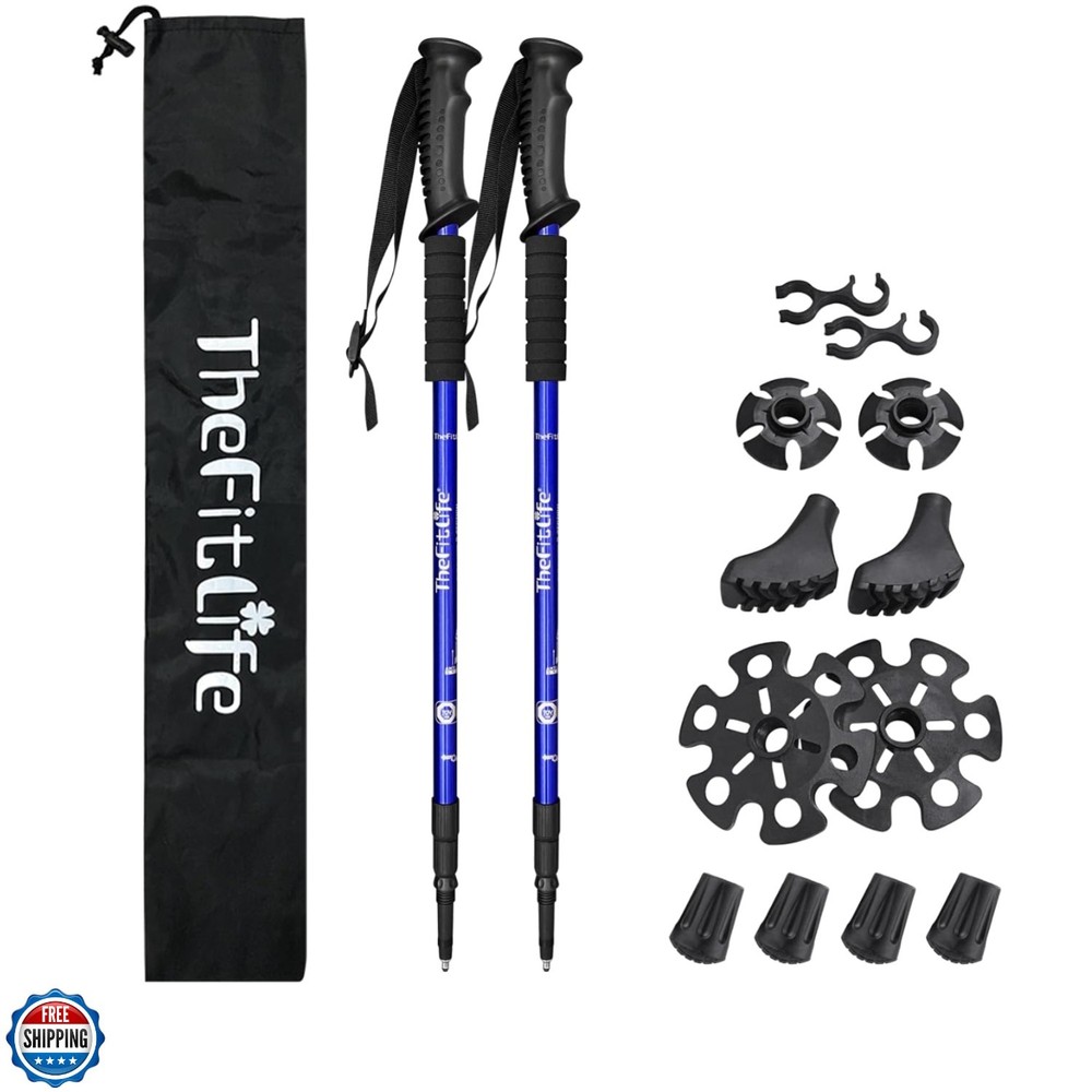 Nordic Walking Trekking Poles – 2 Sticks with Anti-Shock and Quick Lock Syste…
