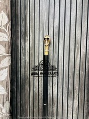 AURA 37″ Skull Brass Handle Walking Stick Rosewood Cane Grandfather/Mother Gift