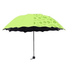 Water Activated Floral Umbrella with 3 Fold Design and Sun Protection Features