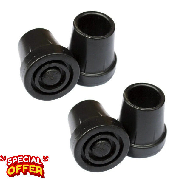 4X Heavy Duty Walking Stick Cane Crutch Pad Rubber Ferrule Metal End Bottom 19mm
