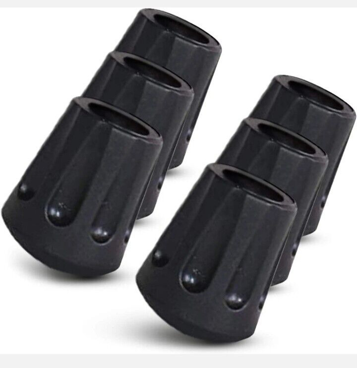 TrailBuddy Walking Stick Tips – Pack of 6 Replacement Rubber Cane Tips Fit Most
