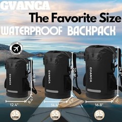 Waterproof Roll Top Kayak Dry Backpack, Floating Outdoor Dry Sack 35L Black