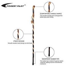Handcrafted Nature Wood Hiking Stick 55 Inches Long – with Hand Strap and Rub…