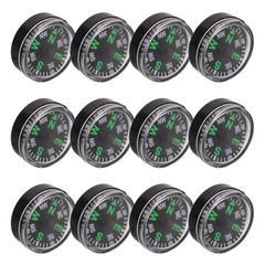 12pcs Plastic Pocket Compass 20mm Mini Lightweight For Outdoor Hiking Camping