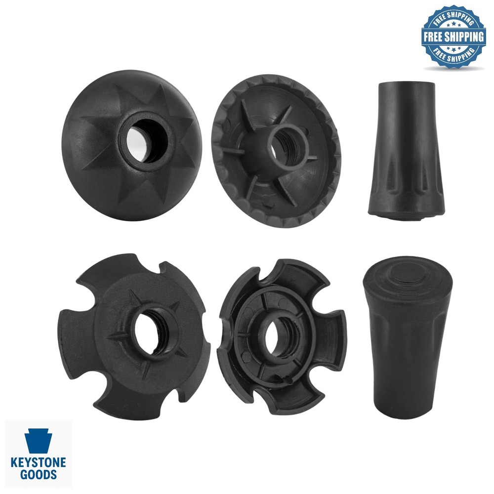 6 Pcs Walking Stick Tips Set – Rubber, Mud & Snow Baskets for Trekking Poles …
