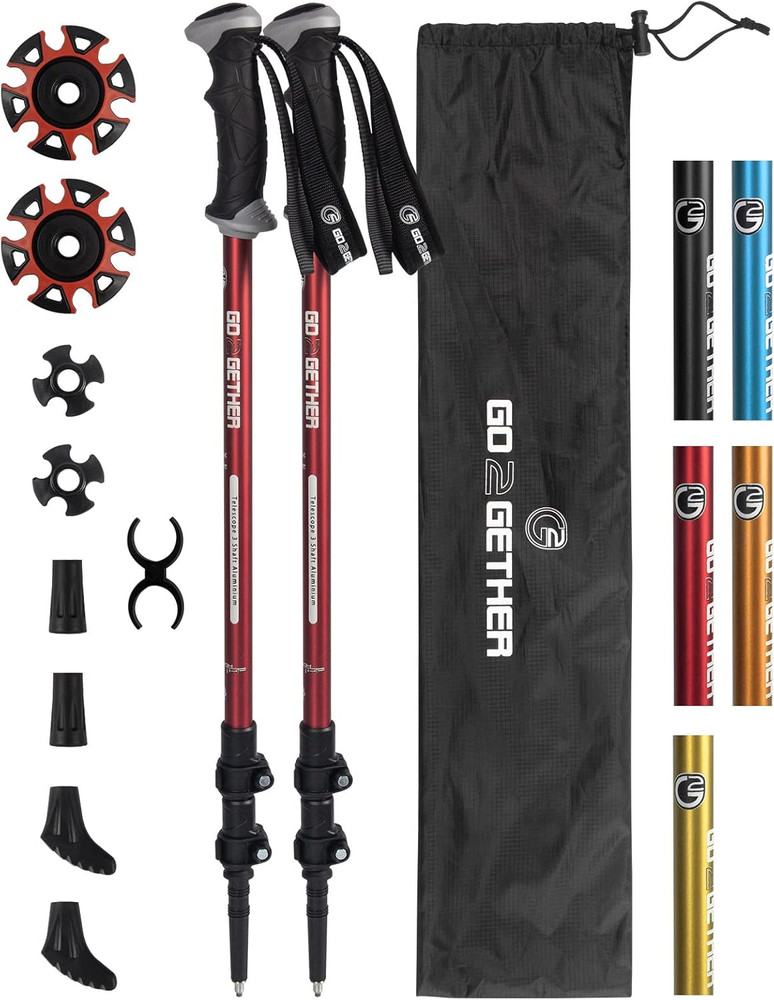 Aluminum Trekking Poles – Quick Adjustable Locks, Comfort Handle, Padded Strap,
