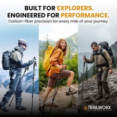Lightweight Adjustable 3K Carbon Fiber Trekking Poles Set of 2, Cork Grip, 24.5″