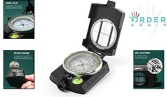 Military Compass Waterproof Impact-Resistant Curved Lensatic for Hiking Survival