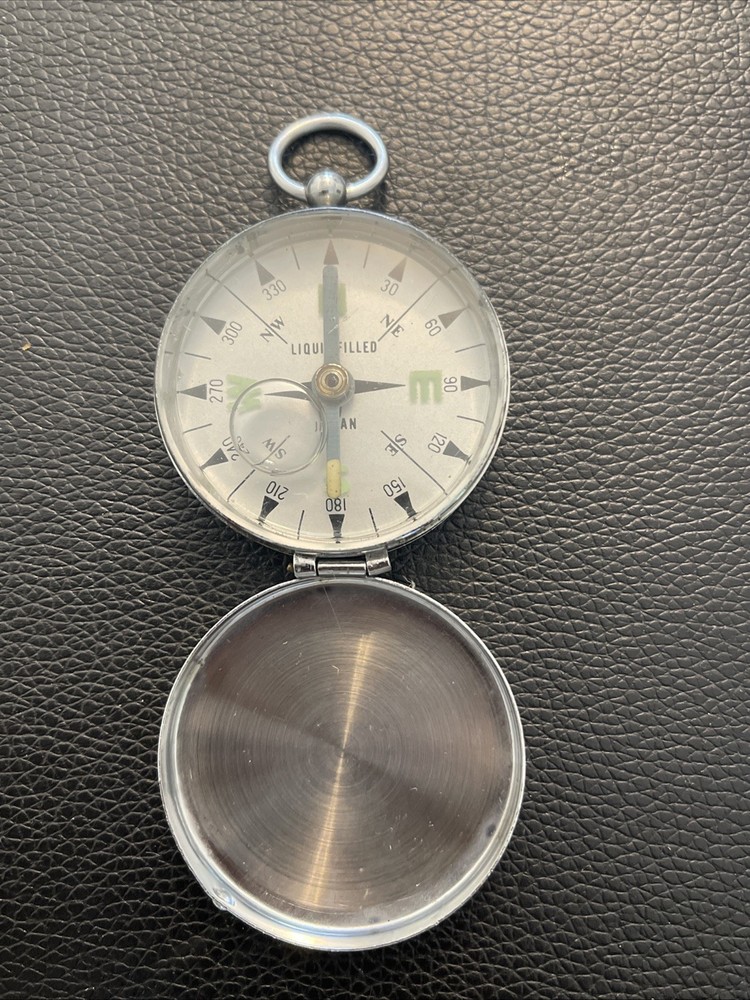 Vintage 1960’s Glass and Metal Japanese Magnetic Hand Compass