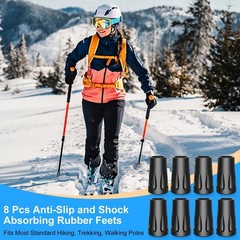 8 Pcs Universal Anti-Slip Trekking Pole Tips for Hiking & Walking Sticks